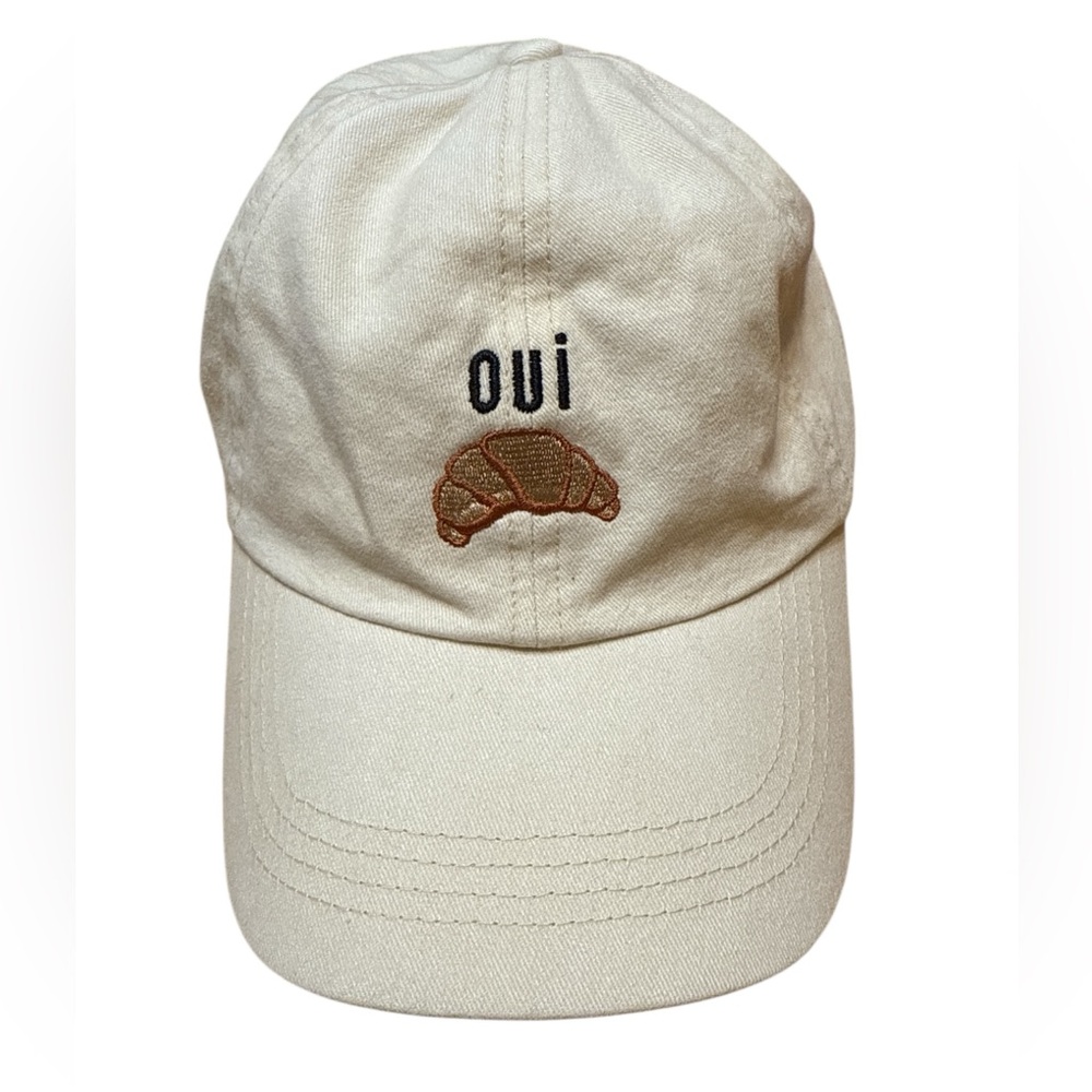 Oui Croissant Dad Hat Baseball Cap | Cream | Adjustable | Women's OS